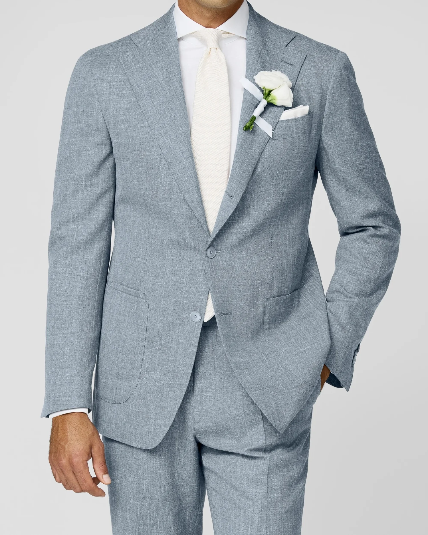 LORO PIANA Light Blue Wool, Silk & Linen Suit — Hall Madden